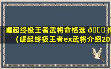 崛起终极王者武将命格选 🐒 择（崛起终极王者ex武将介绍2021）